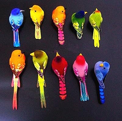 URGrace Oiseaux en mousse avec aimant pour décorer la maison - Multi couleurs - Pour décoration de mariage - Accessoires de fête - Urgrace - 10 pcs - 6 à 10 cm