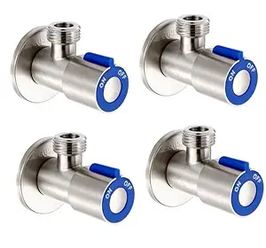 NEXOMS SSAV01 304 Grade Stainless Steel Angle Valve with Wall Flange - Pack of 4