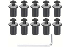 AUTOZOCO Bulloni per parabrezza moto, M5 x 16 mm, Alluminio, Nero (10 pezzi)