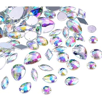 KIKYO 500 Pezzi Strass Acrilici Flatback – Gemme Per Scrapbooking, Decorazioni, Colore 06 Lake Blue AB, 7x15 Mm