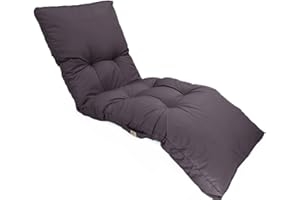 deco arts Coussin Bain de Soleil - Coussins Rectangulaires pour Chaise Longue - Coussin Capitonné avec Traitement Déperlant et Poignées de Transport - Certifié Oeko-TEX - 185x55 cm, Gris Carbone