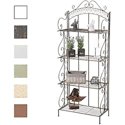 CLP Etagère de Rangement Antje - Étagère de Jardin en Fer Forgé - Porte-Plante en Métal Etagère de Rangement Pliable 4 Niveaux de Rangement - Couleur: Bronze