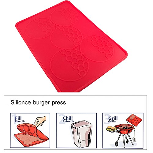 iNeibo 5 in 1 silikon burgerpresse burger maker burger hersteller hamburgerpresse hamburgerform hamburgermaker küchenhelfer, perfekt für grillen, burger, frikadellen, patties (rund) - 3