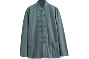 ZHOUXIAO Lâche Tai Chi Uniformes Hommes Chinoise Traditionnelle Kung Fu Vêtements Coton Linge de linge Chun Vêtements, Travaux à manches longues Hanfu Jacket Chemise Costume