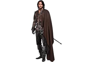 keland Mittelalter Umhang Schultertuch Schulterumhang mit Punk Gürtel Renaissance Kostüm für Damen Herren (Braun)