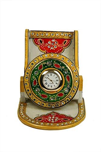 Pheasant Made in India Artistic Style handicraft marble made Paper weight with clock