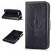 Produktbild Lonchee Samsung Galaxy S3 / I9300 (4,8 Zoll) Wallet Tasche Brieftasche Schutzhülle , Ahornblatt geprägtes Muster Design Hochwertige PU Leder Folio Tasche Case Hülle im Bookstyle mit Standfunktion Kredit Kartenfächer (schwarz)