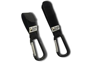 BundleBean - Buggy Clips (Pair): Clips Your Shopping, Handbag and Changing Bag to Your Pushchair, Stroller, Wheelchair or Walker. Universal fit, Black Hook & Loop Straps