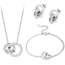 Parure Gioielli Numeri Romani Acciaio Inox Placcato Oro Rosa - Collana, Orecchini, Bracciale, Anello - Foto 4