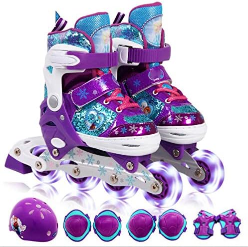 LNYF-OV Skates Children Set Full Flash Acrylic Aurora Wheel Roller Skating Shoes Sports Outdoors Skateboards Scooters Inline
