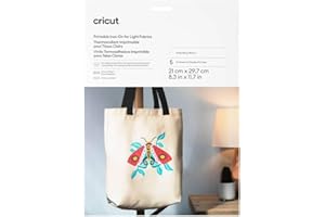 Cricut Papier Transfert Thermocollant Imprimable – 5 Feuilles – Format A4 – Imprimantes Jet d’Encre – Résistant à l’eau – Pour T-Shirts et Textiles Clairs – Compatible avec Cricut