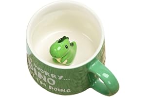 Biigming Tasse Dinosaure 3D Mug en Céramique avec Motif Animal à l'intérieur 350ml Faite à la Main Tasse à café Cadeaux pour Noël Anniversaire Fête Enfants(Dinosaure)