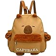 HOXSNII Capybara Plush Backpack Brown Capybara Rucksack Children's Plush Toy Backpack Stuffed Animal Mini Knapsack Gifts