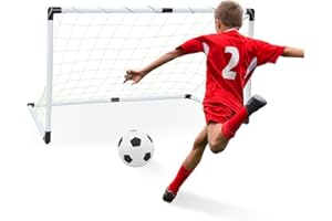 COO11 Kids Football Goal Post Set, Portable Soccer and Basketball Training Kit with Net, Ball and Pump, Outdoor Garden Sports Toy for Toddlers Ages 3+ (99CM, 120CM)