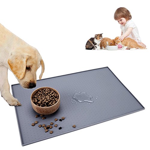 Preisvergleich Produktbild Groß waschbar hundenapfmatte Wasserdicht Silikon Hund Fütterungstablett rutschfeste Katze Futtermatte Boden, edeals 61 x 40,6 cm