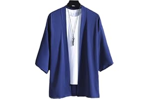 BEWELLAN Cardigan japonais pour homme Kimono traditionnel Vêtements de rue Yukata Chemise kimono pour homme