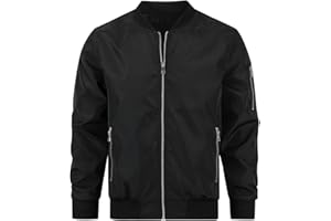 YOUTHUP Men's Bomber Jacket Lightweight Casual Summer Sports Jackets Baseball Collar Cargo Outwear