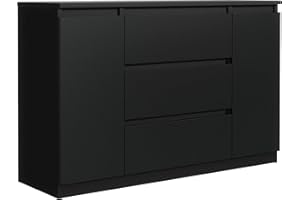 ‎MEBLE MASZTALERZ meble masztalerz Kommode 120 cm Breit - Modernes Sideboard - Highboard mit 3 Schubladen - Schubladenschrank - Kommodenschrank für Wohnzimmer, Flur, Schlafzimmer - Schwarz 120x78,2x39 cm