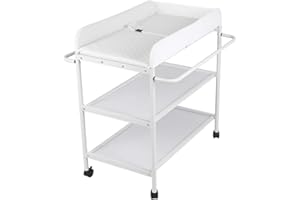 RELOVE Fasciatoio Pieghevole per Neonato con Struttura Stabile, Fasciatoio Portatile con Scomparti Portaoggetti, Tavolo da Massaggio con Tasche a Rete e Salvaspazio, Antibatterico