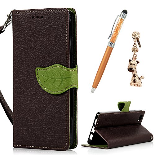 Huawei P8 Lite Hülle Cover HuaForCity® PU Leder Wallets Schale mit Kartenschlitz Halterungen Magnetverschluss Flip Buch-Art Bracket Funktion Fall Case für Huawei P8 Lite