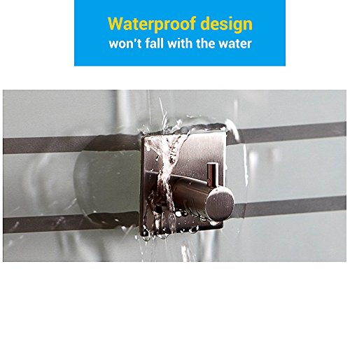 Handtuchhaken 4er, Ohne Bohren Quadratisch Leiste Selbstklebend 3M Eckig für Tür küche Bad Dusche zum kleben, Edelstahl Glänzend Gebürstet, Für Glasduschwand Stange - 4