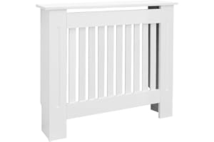 ECD Germany Cache-Radiateur Chauffage Moderne - 78x19x82cm - Blanc Étagère en Bois MDF Housse Décorative Robuste Style Maison de Campagne Murale Meuble de Rangement Design Traditionnel Salon Chambre
