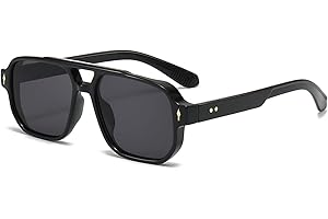 YAMEIZE Occhiali da Sole Retrò Pilot a Doppio Ponte - Rettangolari per Donna e Uomo Stile Classico Quadrato Vintage Occhiali da Protezione UV400 Guida all'aperto