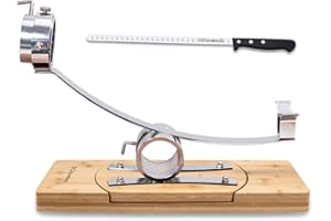 Genérico Soporte Jamonero Basculante 360º con Cabezal Giratorio 3 Claveles + Cuchillo Jamonero Alveolado Profesional Estrecho 29 Cm