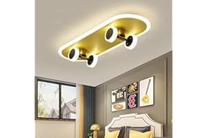 LONCHAN LED Skateboard Deckenleuchte Goldene Kinderzimmer Cartoon Deckenlampe Junge Mädchen Deckenbeleuchtung Modern 32W Acryl Kronleuchter Schlafzimmer Wohnzimmer Kindergarten Beleuchtung Deckenlicht,6500k…