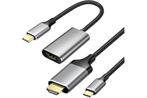 CABLEGLAXAY Câble USB C vers HDMI 180 cm + Adaptateur USB C vers HDMI [Thunderbolt 3] 4K 60 Hz [Alliage d'aluminium] Compatible avec MacBook Pro, MacBook Air, iPad Pro, Surface Book, Samsung, etc