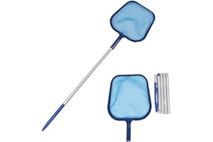 AZHOKTD Swimming Pool Skimmer Net with Pole,Adjustable 5 Connecting 48Inch Aluminium Telescopic Pole,Fine Mesh Leaf Skimmer Netting for Spa Fountain Aquarium Ponds Pool (Pole Net with Pole)