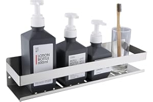 HomeHeng Mensola da Doccia Senza Foratura - Mensole Bagno Autoadesivo Nichel Spazzolato Organizzatore da Parete, Acciaio ​Inox Adesivo Portaoggetti Doccia, 40 cm