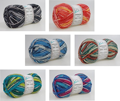 600-g-Sockenwolle-Paket ONline Supersocke 4-fach Sockenwolle 6x 100 g bunt gemischt