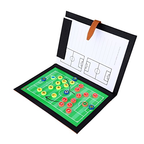 Professional Fußball Taktikmappe Taktiktafel Fußball Coach-Board mit Stifte, Radiergummi, Magneten - 3