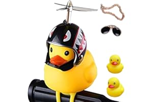ACEDOAMARE Duck Bike Bell, Cute Rubber Yellow Duck Bicycle Accessories with LED Light Propeller Helmet Squeeze Horns for Cycling Motorcycle Car Handlebar Bicycle
