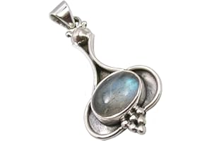 Unique Gems Colgante para la mujer Labradorita 5.5 quilates Plata de ley 925 Art Nouveau Joyeria de calidad
