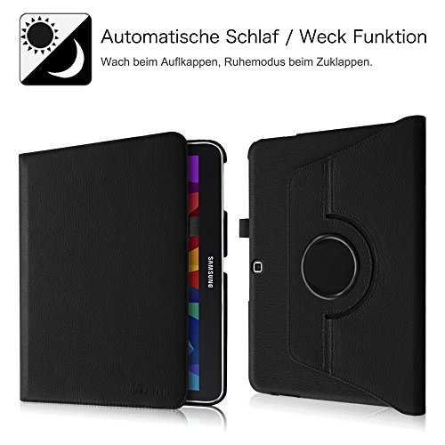 Fintie Samsung Galaxy Tab 4 10.1 Hülle – 360° Drehbarer Stand Smart Cover Case Schutzhülle Tasche Etui mit Ständerfunktion Auto Schlaf / Wach Funktion für Galaxy Tab 4 10.1 SM-T530 SM-T535 Tablet, Schwarz - 3