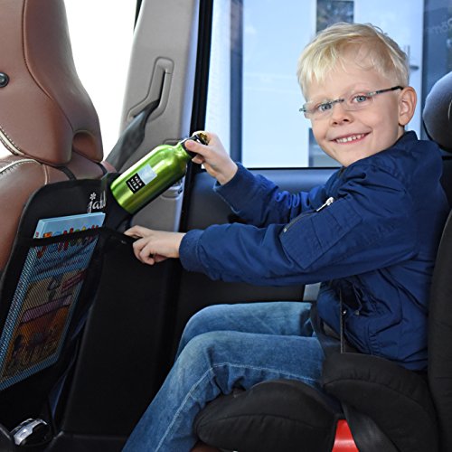 jatedo Rücksitz-Autotasche Kinder, Rückenlehnentasche Auto (4 extra große einzelne Taschen, leicht zugänglich, schwarz) | Auto-Rückenlehnenschutz | Rücksitztasche Auto Kinder | Autositz-Schutz Kinder + Autositz-Tasche - 3