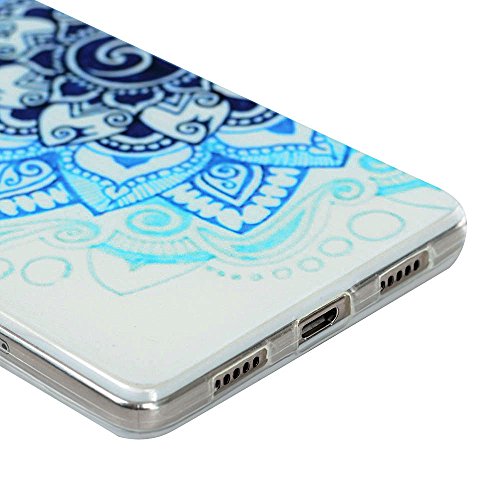 BADALink 3x Huawei P8 Lite Hülle TPU Softcase Bunt Gemalt Schutzhülle Etui Schale Totem Blumen Muster Blau Cover Shell - 6