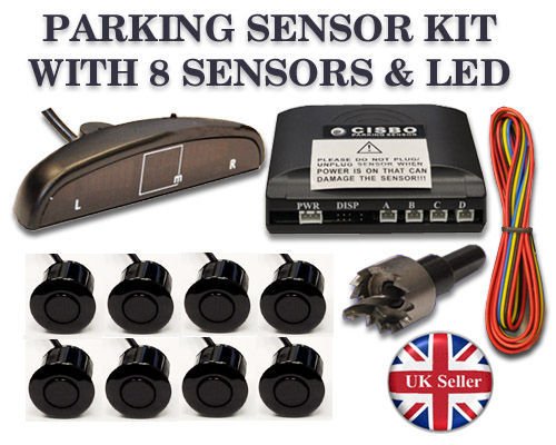 CISBOParking Reversing 8 Sensors buzzer LED displayer system - White
