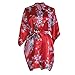 Price comparison product image Elite99 Women's Sexy Robes Peacock and Blossoms Kimono Satin Nightwear Mini Dress (XXL, Red)