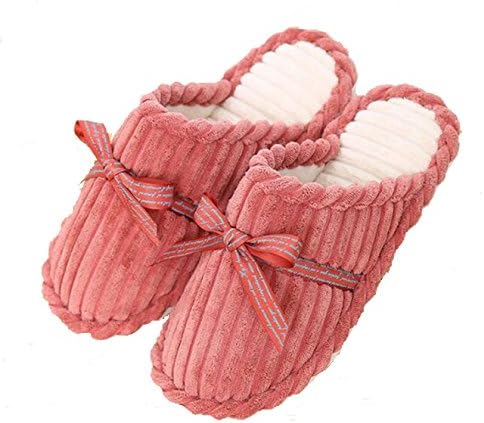 Omiyrk Couple Cotton Slippers Autumn And Winter Indoor Floor Cotton Slippers Non-slip Bottom Warm Wool Cotton Shoes Corduroy Semi-trailer Men And Women,Watermelon-36-37