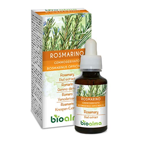 ROSMARINO (ROSMARINUS OFFICINALIS) GEMMODERIVATO BIOALMA - 60 ML. Prodotto a base di gemme purissime di rosmarino. 100% naturale, senza zuccheri aggiunti. Ideale anche per le donne in gravidanza.