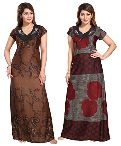 Preisvergleich Produktbild Be You Serena Satin braun-kastanienbraunen Frauen geometrische gedruckte Mutterschaft Kleider Combo Pack von 2