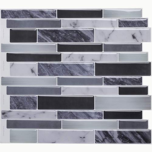 STICKGOO Panel de azulejos antisalpicaduras y antimoho de gama alta, lámina autoadhesiva de azulejos para cocina y baño, solo hay que pelar y pegar, extraíble, 27,94 x 23,37 cm (6 láminas)....