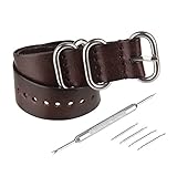 BEWISH 24mm Lederarmband Uhrenarmbänder Echt Kalbsleder Ersatzband Uhrarmband Edelstahl Metall Faltschließe Uhr Armband Wrist Strap Band Handlara Linie Wiedereinbau Uhr Bügel Verschluss Replacement