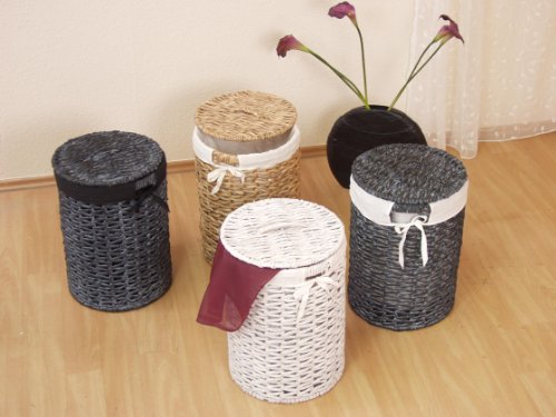 iovivo Wäschekorb aus Wasserhyazinthe handgeflochten natur - 2