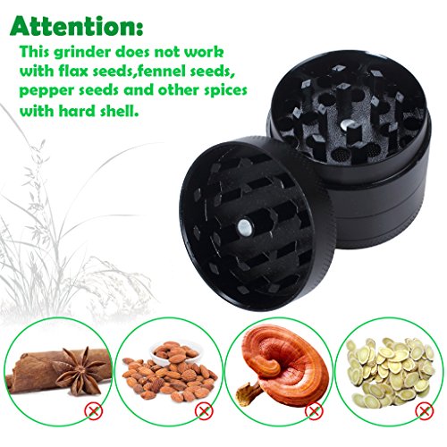 edealing (TM) Mini 4 Schichten Legierung Metall Tabak Crusher Hand Muller Smoke Herbal-Kraut-Schleifer (Schwarz) - 7