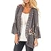 Produktbild OverDose Fraun Chiffon-Spitze Blumen Öffnen Sie Cape Tops Casual Mantel Lose Bluse Kimono Jacke Cardigan(A-Gray,M)