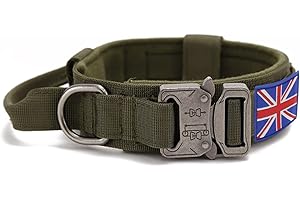 YoothBro Tactical K9 Military Dog Collar Adjustable Nylon Dog Collar with Heavy Duty Metal Buckle for Medium Large Dogs L,Green